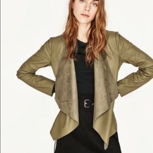 Zara Faux Leather Khaki Jacket